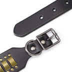 Genuine Leather Dog Collar – 2-Inch Wide Luxury Spike & Diamond Design for Medium & Large Dogs