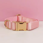Satin Pink Wedding Dog Collar Leash Harness Set