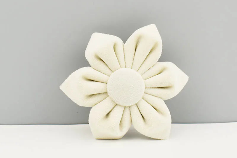 Milky White Velvet Personalized Dog Collar, Leash & Harness Set