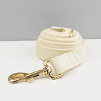 Milky White Velvet Personalized Dog Collar, Leash & Harness Set