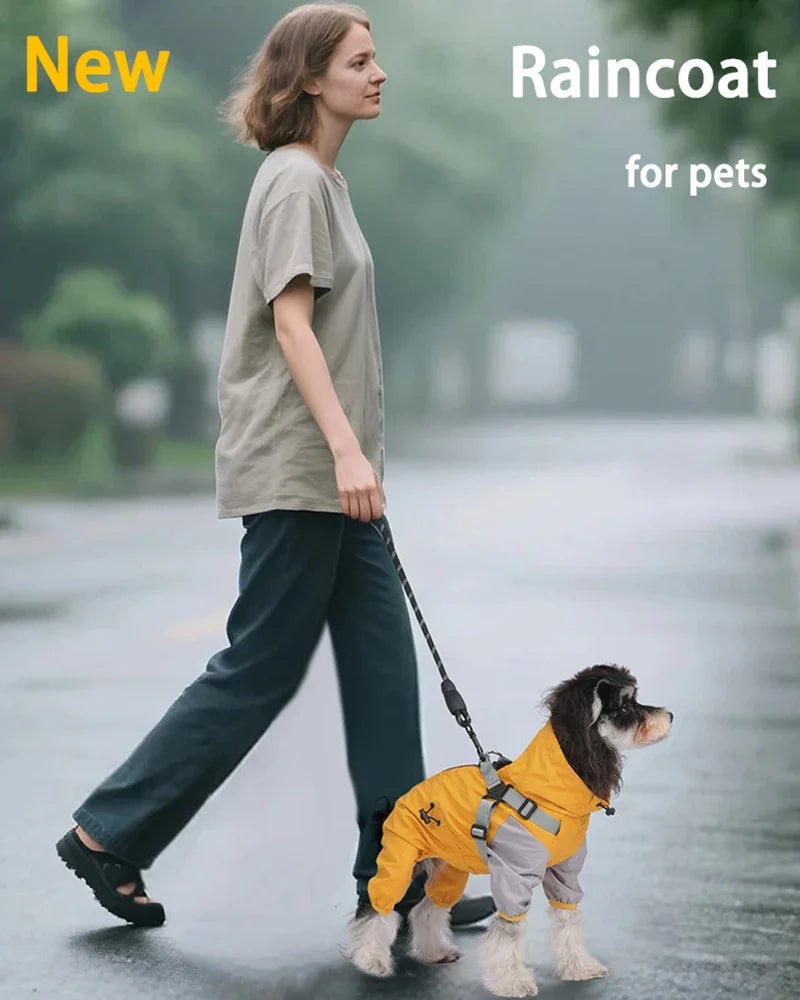 Waterproof Hooded Dog Raincoat – Lightweight Reflective Jacket for All Breed