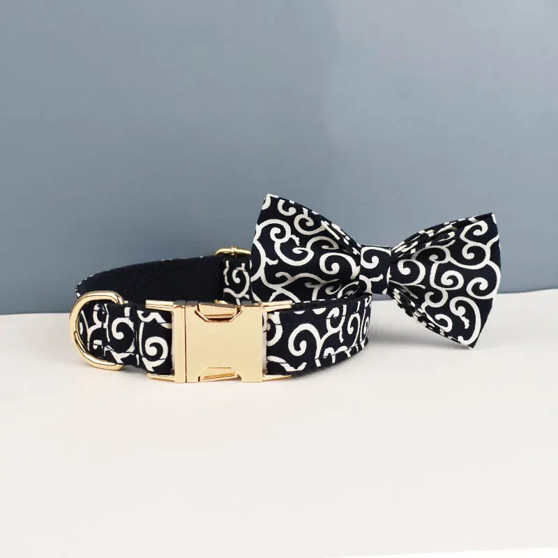 DDPaws  Bow collar02 / XL Custom Soft Collars Pet Accessories with Personalized Dog Collar Leashes Harness Bow Tie