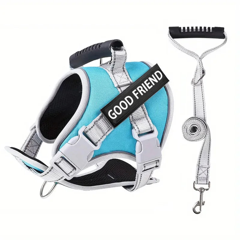 Reflective Dog Harness & Leash Set – Adjustable Comfort Vest for Small & Medium Dogs