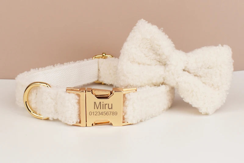 Wedding Handmade Knitted Personalized Dog Collar, Leash & Harness Set