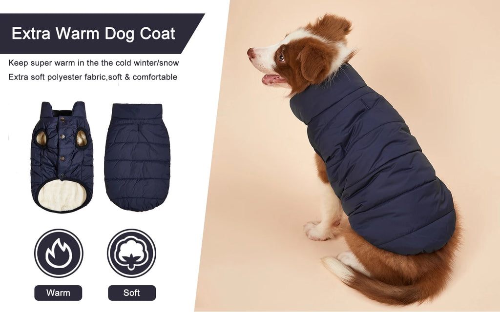 Winter Fleece Dog Jacket – Warm, Cold-Proof Coat for Small, Medium & Large Dogs