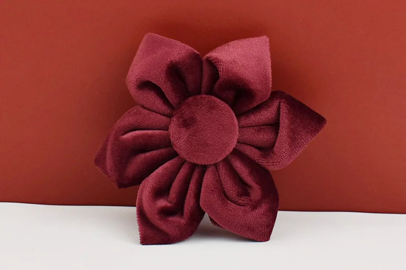 Red Wine Velvet Personalized Dog Collar, Leash & Harness Set