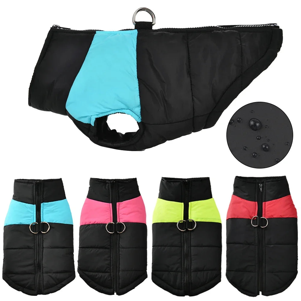 Waterproof Winter Dog Jacket with D-Ring – Windproof Warm Coat for Small to Large Dogs