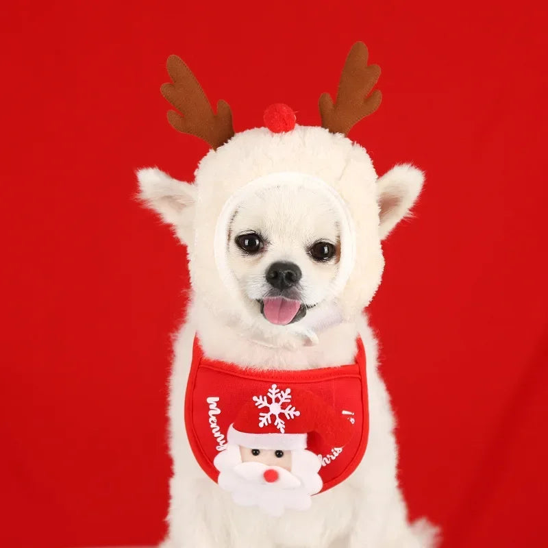 Christmas Pet Hat & Bandana Set – Cute Holiday Costume for Small Dogs & Cats