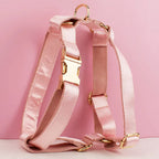 Satin Pink Wedding Dog Collar Leash Harness Set