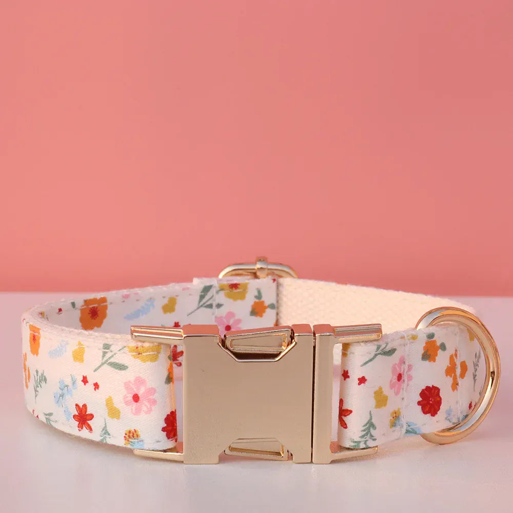 Floral Print Collar Leash Set