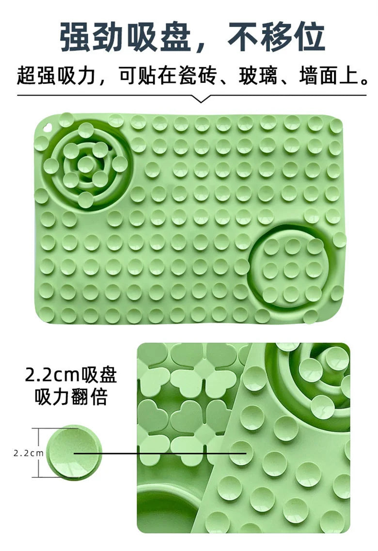 Silicone Dual Slow Feeder Bowl – Anti-Slip Suction Cup Pet Feeding Mat