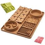 Silicone Dual Slow Feeder Bowl – Anti-Slip Suction Cup Pet Feeding Mat