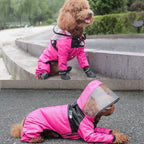 Transparent Hooded Dog Raincoat – Full-Body Waterproof Jumpsuit for All Breeds