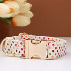 Personalized Print Floral Dog Collar Bowtie Leash Set