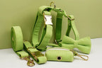 Apple Fruit Green Corduroy Personalized Dog Collar, Leash & Harness Set