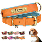 Personalized PU Leather Dog Collar – Soft Padded & Adjustable Custom ID Collar