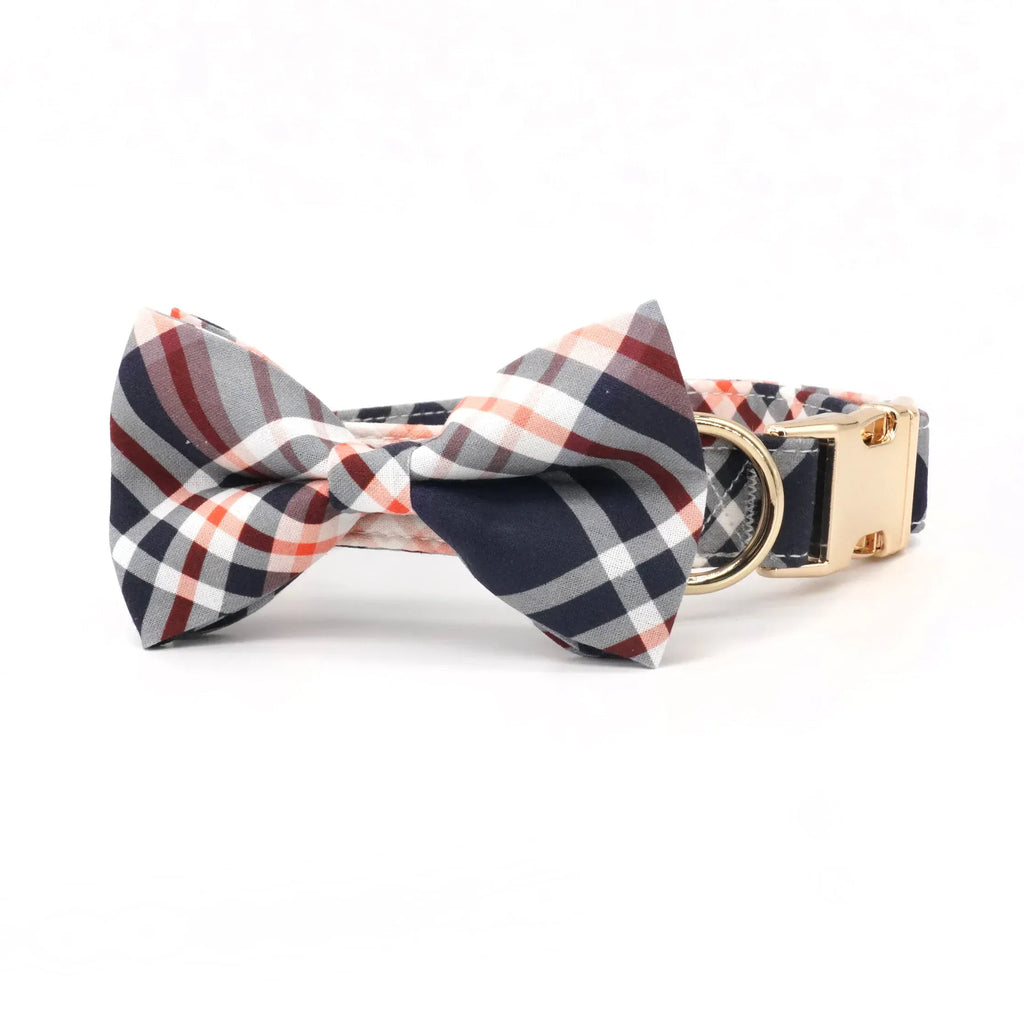 DDPaws  Bowtie Collar / XS Designed Navy Plaid Set [Made-to-Order]
