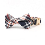DDPaws  Bowtie Collar / XS Designed Navy Plaid Set [Made-to-Order]