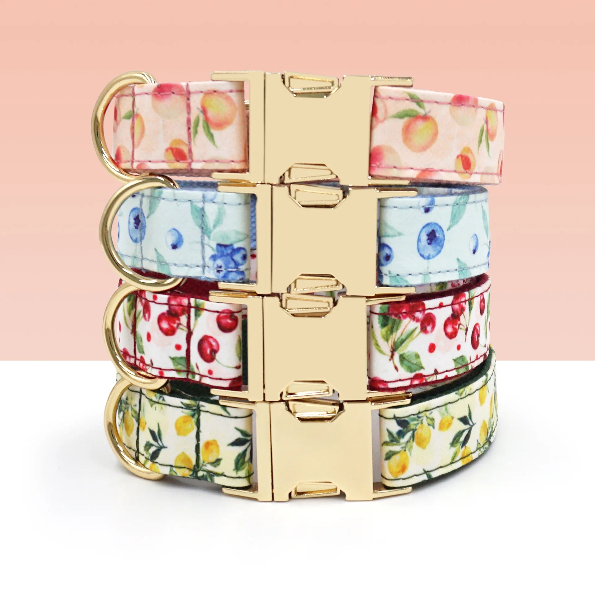 Summer Fruit Personalized Dog Bowtie Collar and Leash Set, Custom Laser Pet Necklace, Cute Pet Accessory