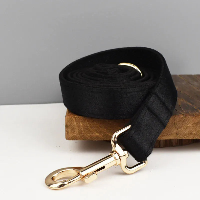 Black Satin Wedding Dog Collar Leash and Harness Set