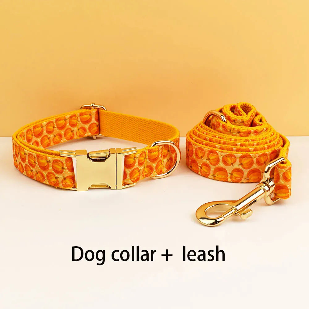 DDPaws  Collar + Leash / XS Halloween Pumpkin Print Set