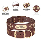 Genuine Leather Dog Collar – Personalized Spiked Studded Design for Small, Medium & Large Dogs