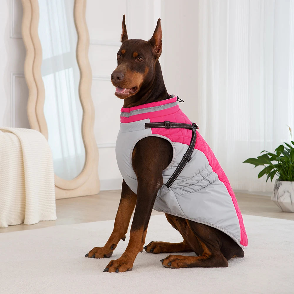 Waterproof Dog Jacket with Harness – Warm Winter Coat for Small to Large Dogs