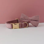 Light Purple Velvet Personalized Dog Collar, Leash & Harness Set