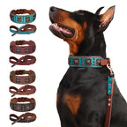 Real Leather Dog Collar & Leash Set – Durable Padded Luxury Design for Medium & Large Dogs