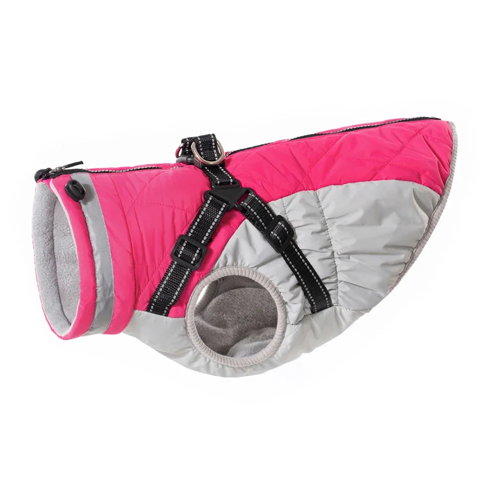 Waterproof Dog Jacket with Harness – Warm Winter Coat for Small to Large Dogs