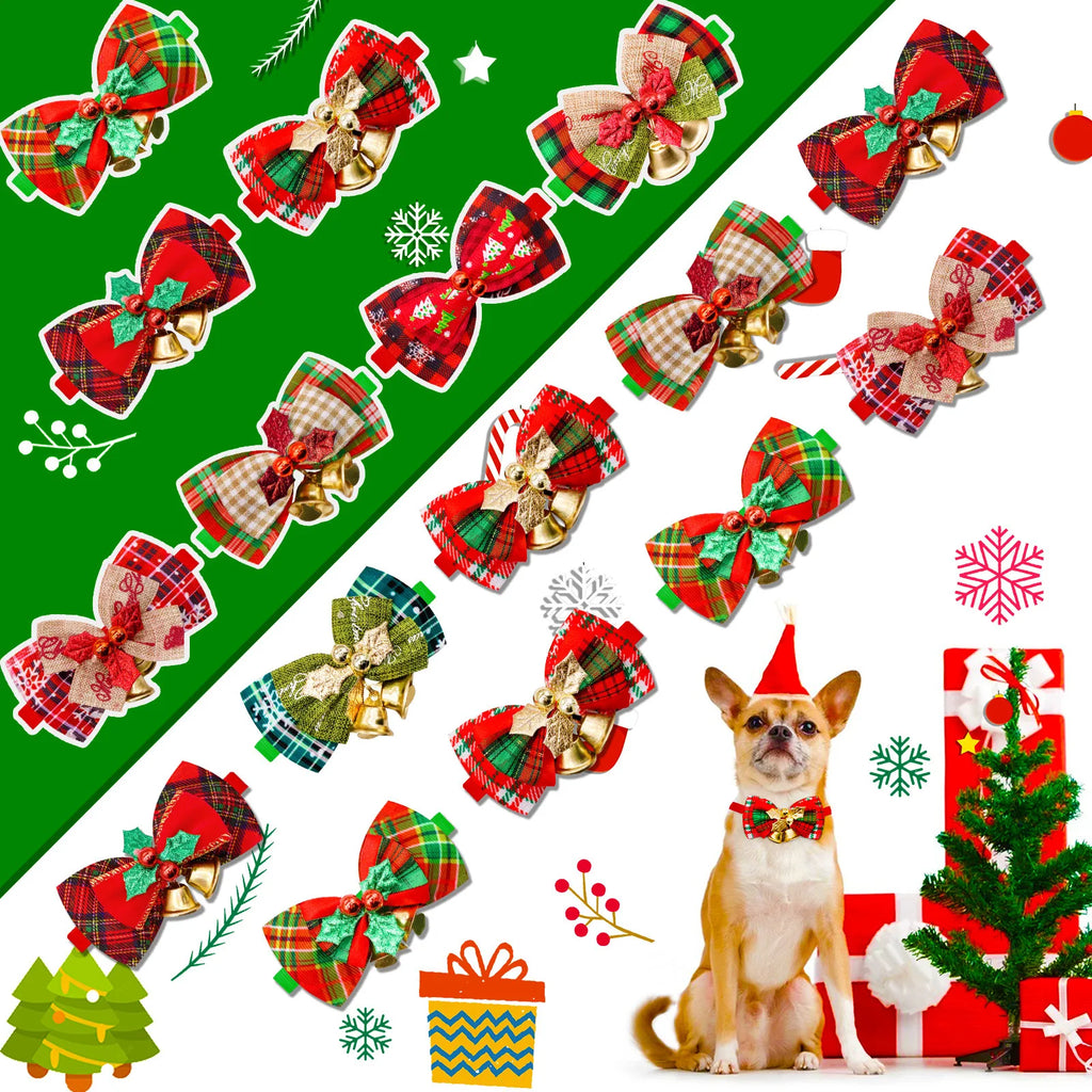 Christmas Dog Collar with Bell & Tie – Festive Adjustable Collar for Dogs & Cats