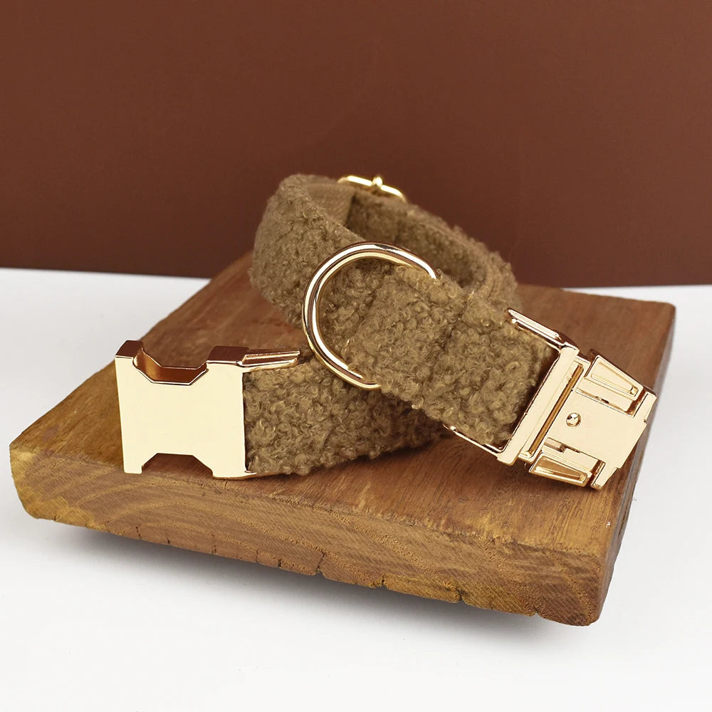 Lambskin Personalized Dog Collar, Leash & Harness Set