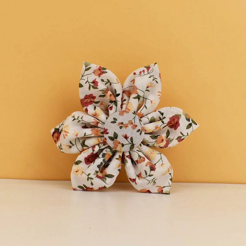 Luxury Flower Soft Cotton Personalized Dog Collar, Leash & Harness Set