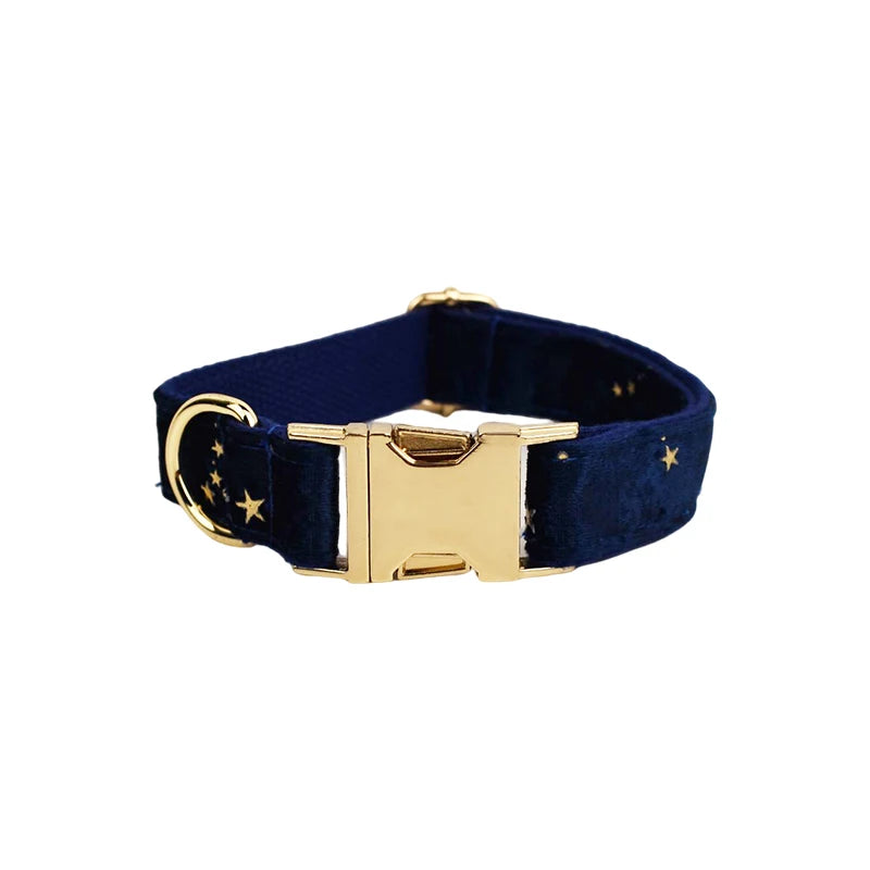 Dark Blue Personalized Dog Collar, Leash & Harness Set