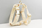 Milky White Velvet Personalized Dog Collar, Leash & Harness Set