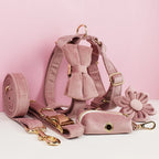 Light Purple Velvet Personalized Dog Collar, Leash & Harness Set