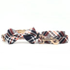 DDPaws  Collar + Leash + Bowtie / XS Designed Navy Plaid Set [Made-to-Order]
