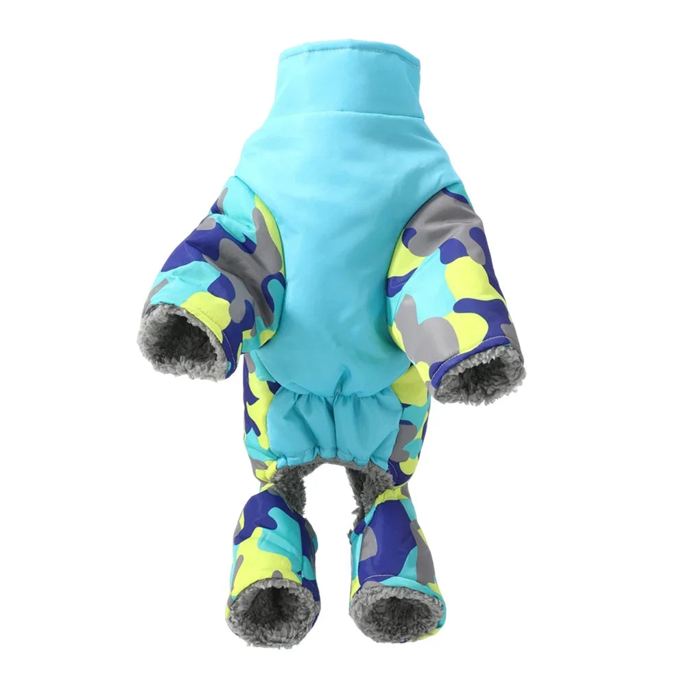 Camouflage Winter Dog Jumpsuit – Thick, Windproof & Waterproof Overalls with D-Ring