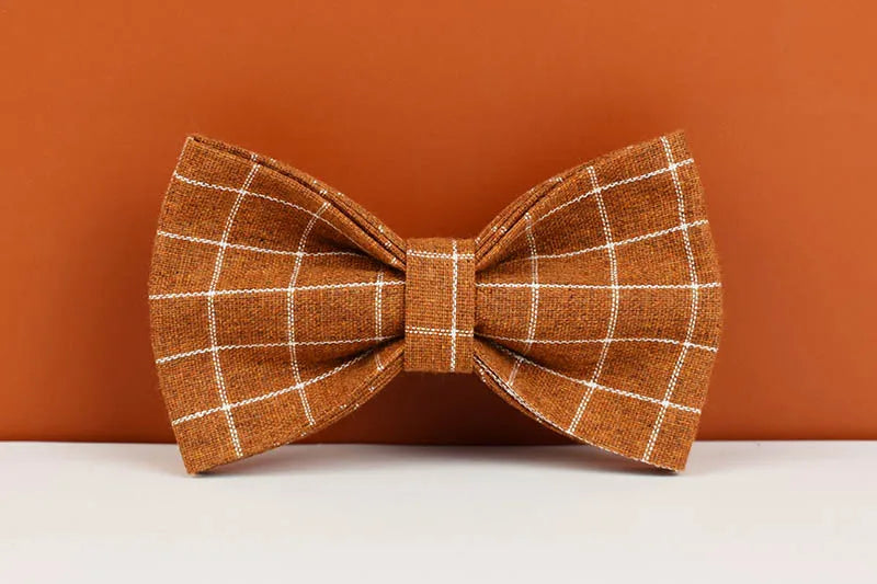 Brown Grid Personalized Dog Collar, Leash & Harness Set