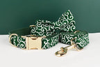 Green Soft Cotton Personalized Dog Collar, Leash & Harness Set