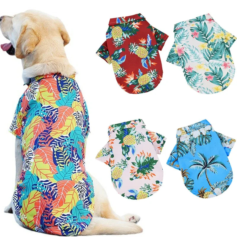 Hawaiian Beach Dog T-Shirt – Lightweight Summer Outfit for Small Dogs & Cats