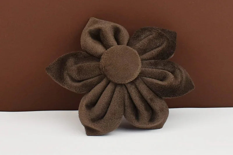 Dark Brown Velvet Personalized Dog Collar, Leash & Harness Set