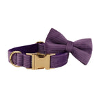 Purple Corduroy Dog Collar Leash and Harness Set