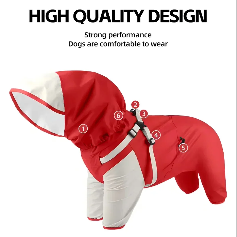 Waterproof Hooded Dog Raincoat – Lightweight Reflective Jacket for All Breed