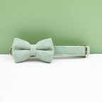 High Quality Light Green Corduroy Dog Collar, Harness & Leash Set – Personalized Engraved Nameplate, Padded