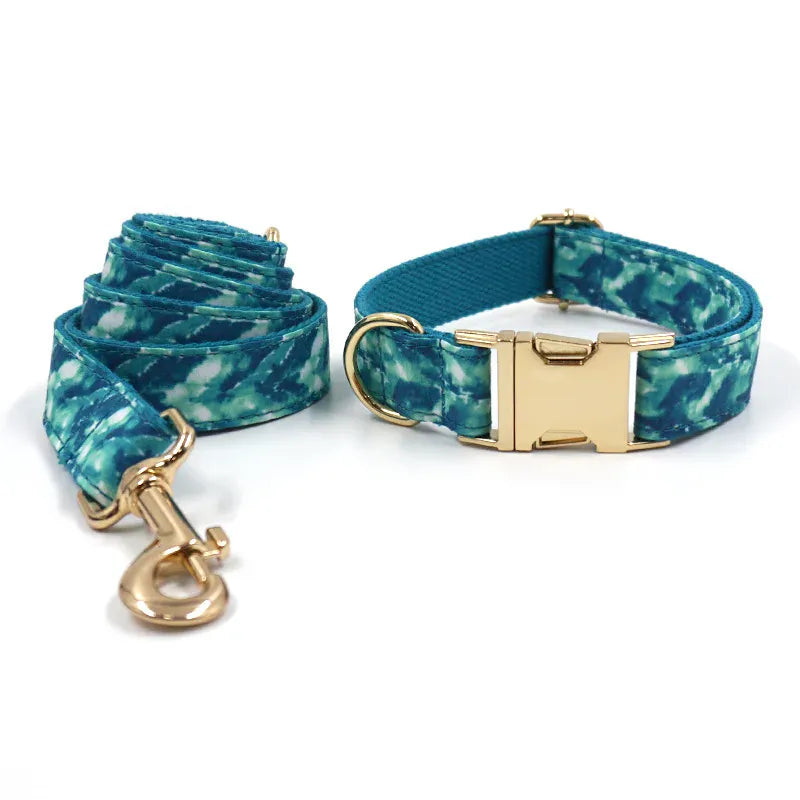 DDPaws Collar + Leash / XS Blue tie-dye Printed Set