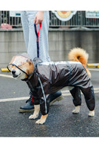 Transparent Hooded Dog Raincoat – Full-Body Waterproof PU Jacket for All Breeds