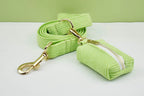 Apple Fruit Green Corduroy Personalized Dog Collar, Leash & Harness Set