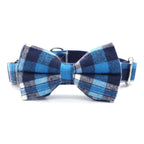DDPaws  Collar + Leash + Bowtie / XS Designed Navy Tartan Set [Made-to-Order]