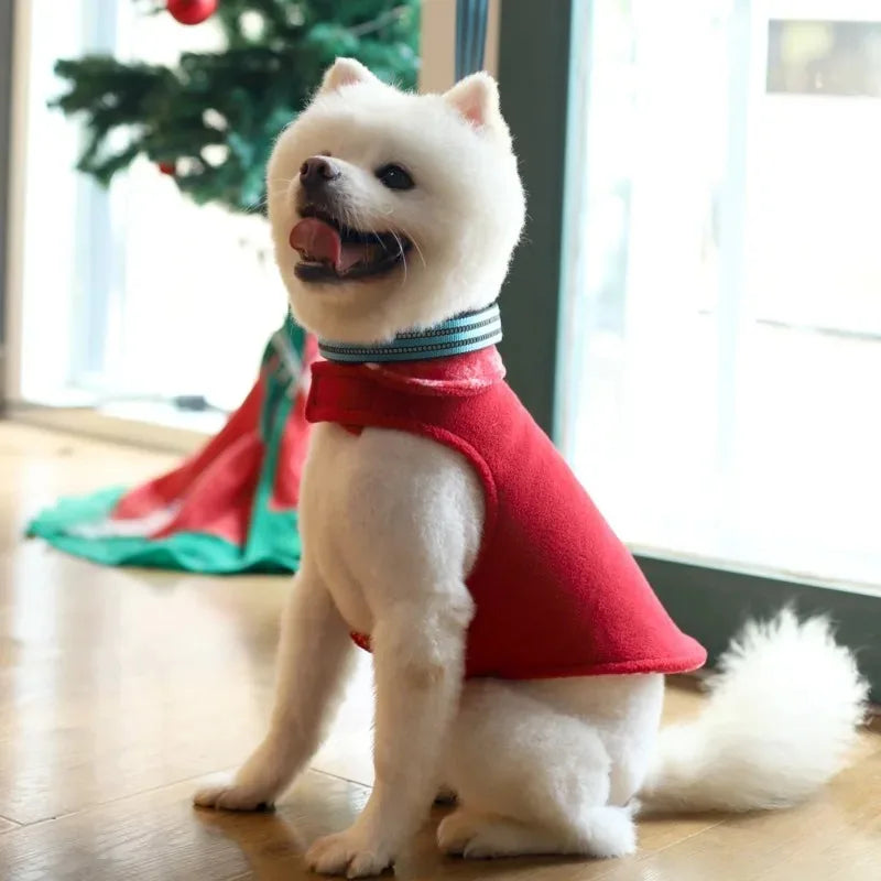 Reversible Christmas Dog Jacket – Double-Layer Fleece Winter Coat for Small, Medium & Large Dogs